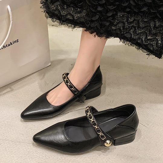Damen elegante Ballerinas mit modischer Kette EB