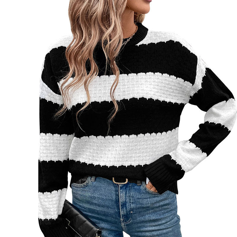 Damen gestreifter Strickpullover EB
