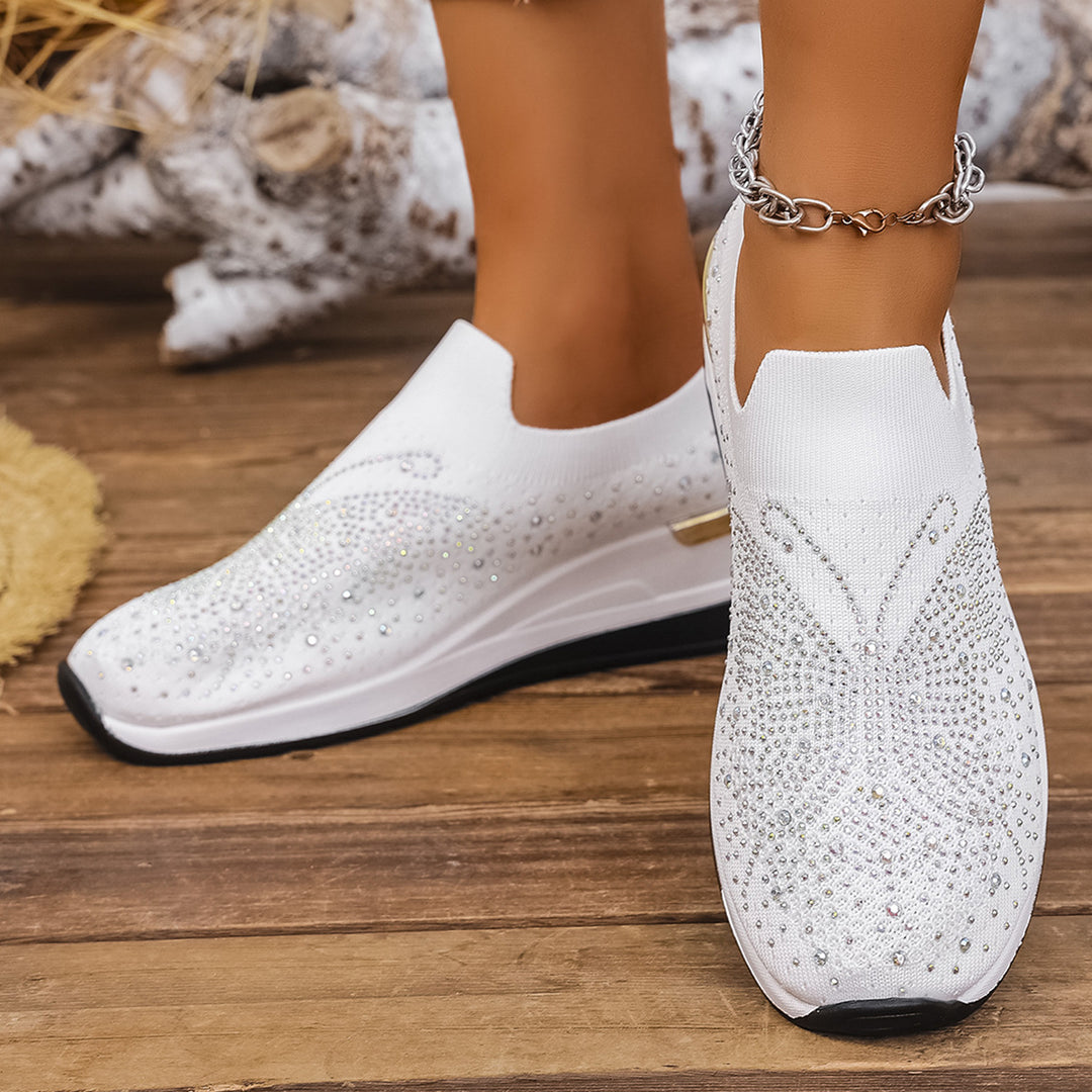 Damen Slip-On Sneakers mit funkelnden Strassdetails EB