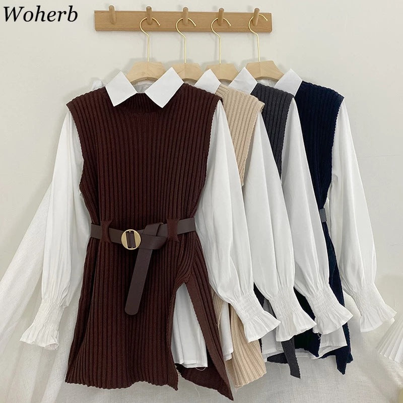 Damen Strickkleid mit Gürtel EB