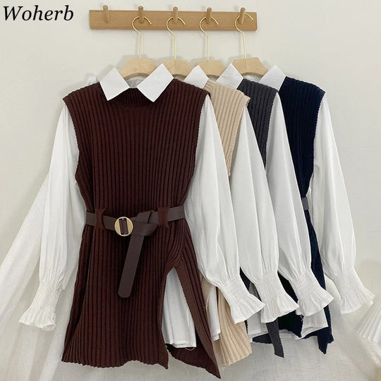 Damen Strickkleid mit Gürtel EB