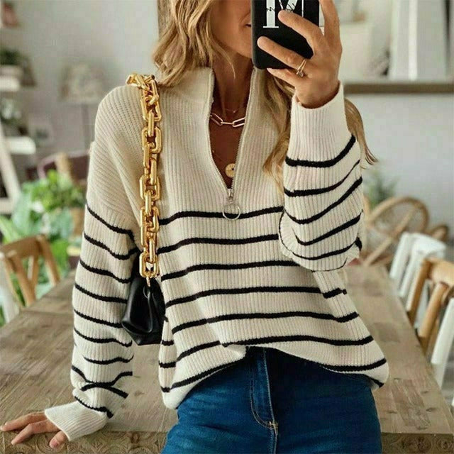 EB | Gestreifter Strickpullover mit Leichter Struktur