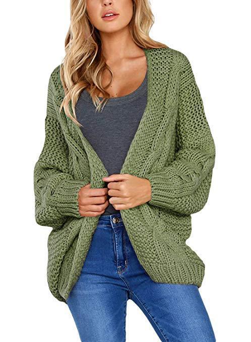 Damen Grobstrickjacke mit lässigem Schnitt und voluminösen Ärmeln EB