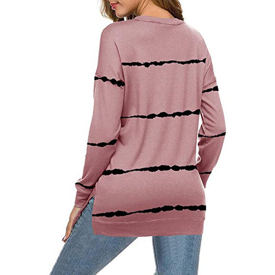 Damen Freizeit Sweatshirt mit modernen Streifen EB