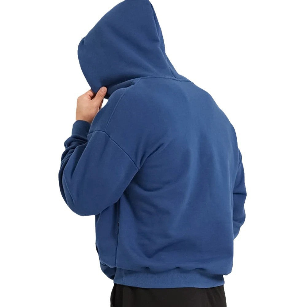 Herren nan schwerer Kapuzenpullover im Boxy-Cut mit Kängurutasche, geripptem Saum und angerauter Innenseite EB