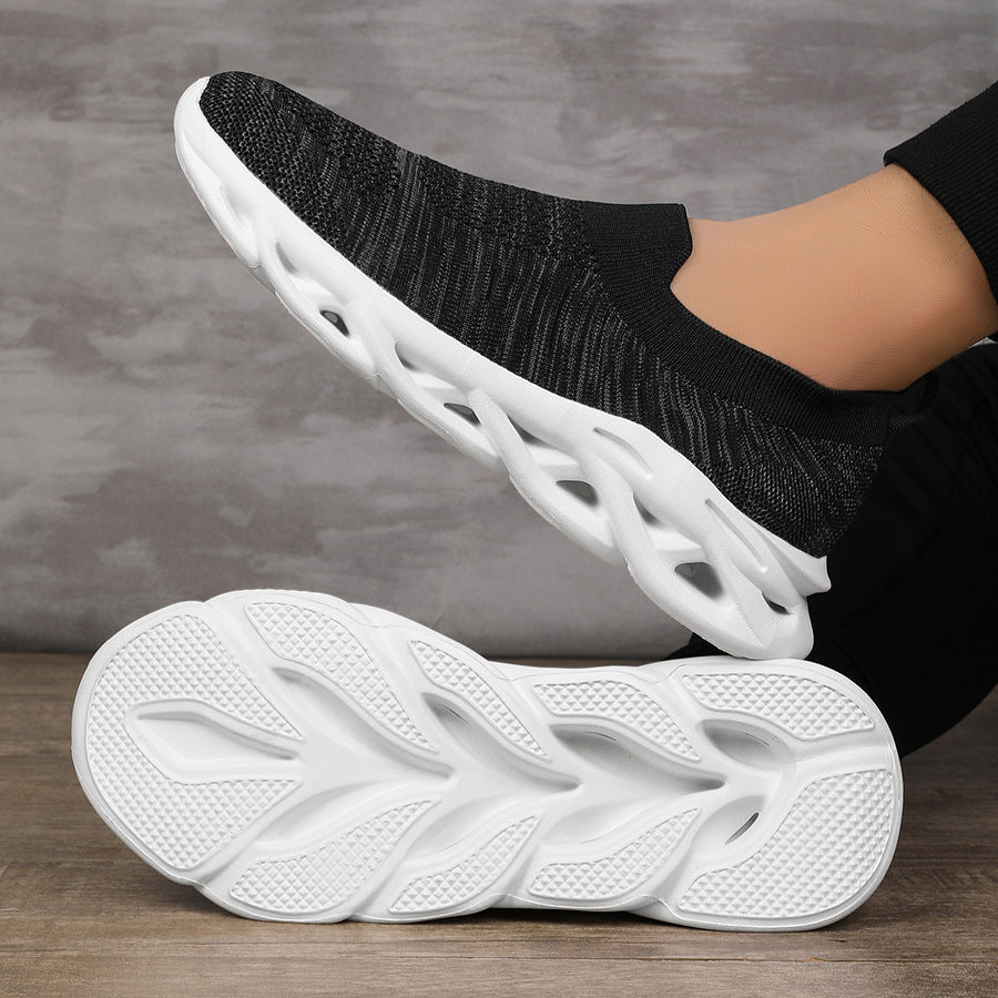 Damen Elastische Slip-On Sneakers mit rutschfester Sohle und atmungsaktiver Obermaterialstruktur EB