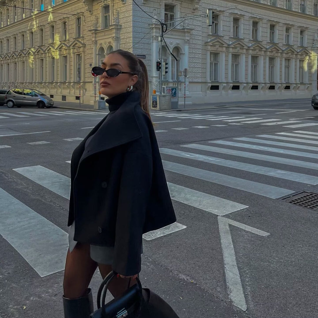 Damen modische Übergangsjacke im eleganten Doppelreiher-Stil EB