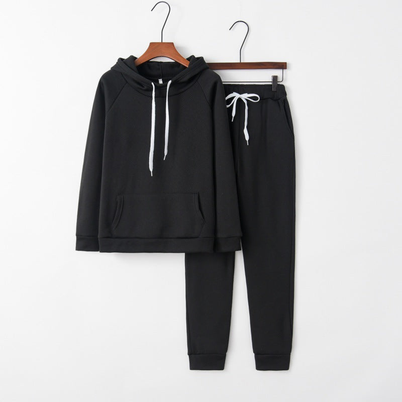 Damen Hausanzug-Set aus weichem Fleece mit Kapuzenpullover und Jogginghose EB