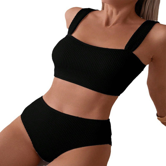 Damen Hochtailliertes Bikini-Set mit schickem Rippendesign EB