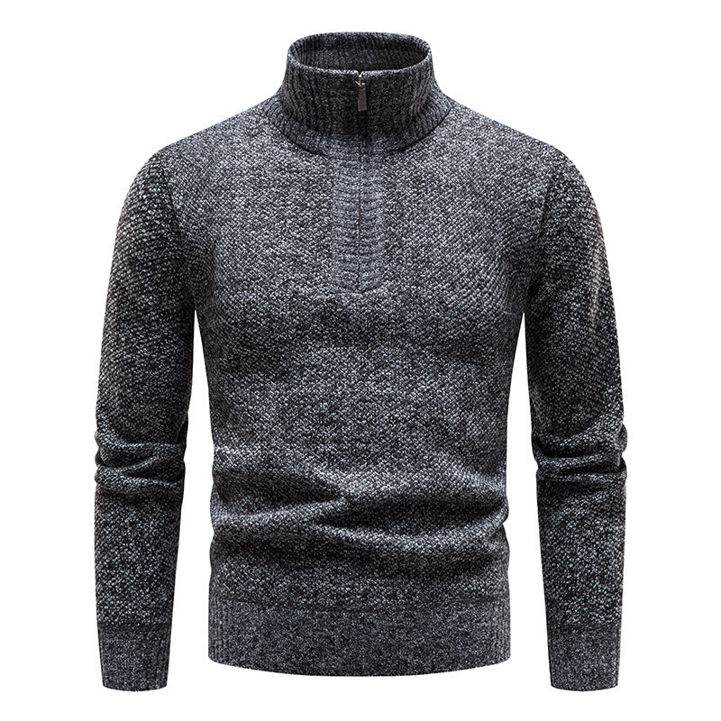 Herren Strickpullover mit hohem Kragen und Reißverschluss EB