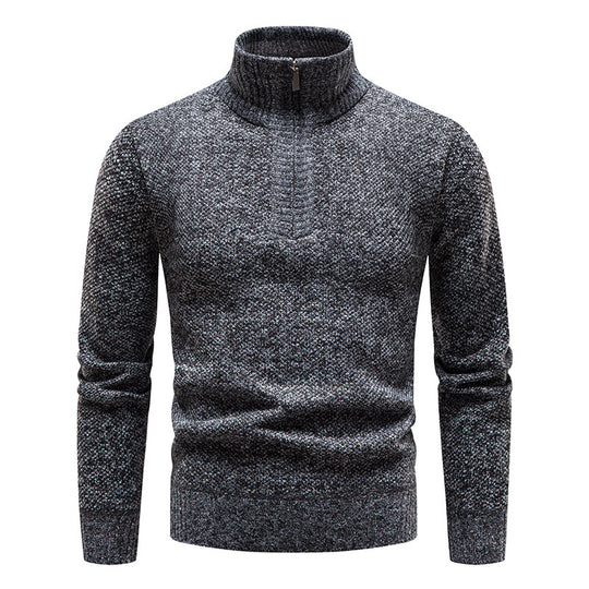 Herren Strickpullover mit hohem Kragen und Reißverschluss EB
