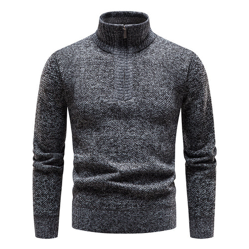 Herren Strickpullover mit hohem Kragen und Reißverschluss EB