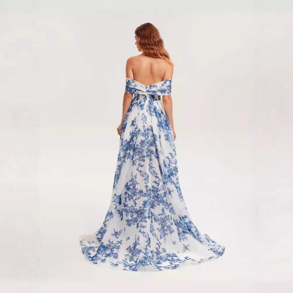 Damen Maxikleid aus Chiffon mit Blumenmuster EB