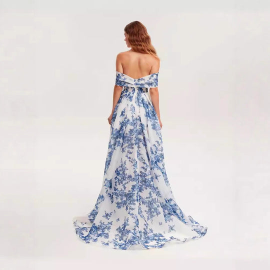 Damen Maxikleid aus Chiffon mit Blumenmuster EB