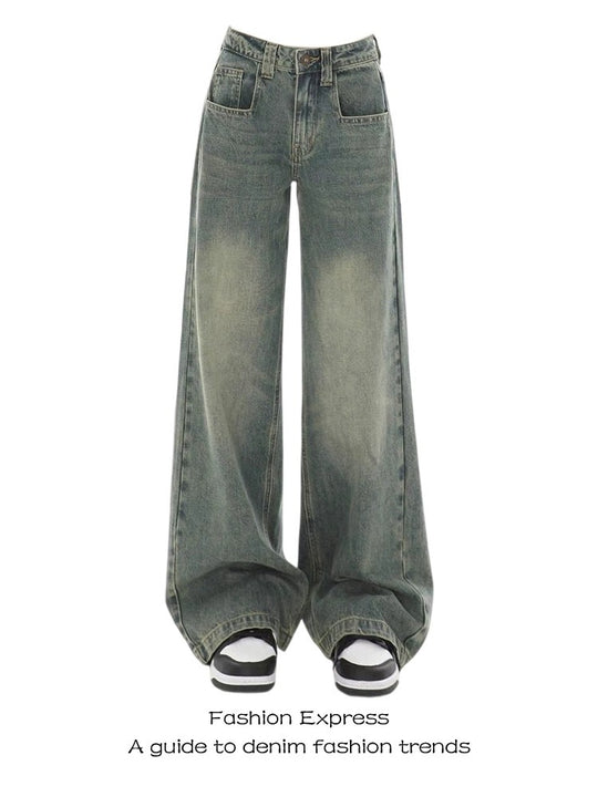 Damen Weite Denim-Hose mit modischem Ombre-Effekt und lässigem Schnitt EB