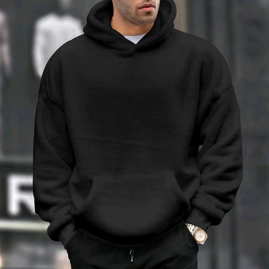 Herren Kuscheliger Oversize Kapuzenpullover aus Teddy-Fleece mit Kängurutasche EB