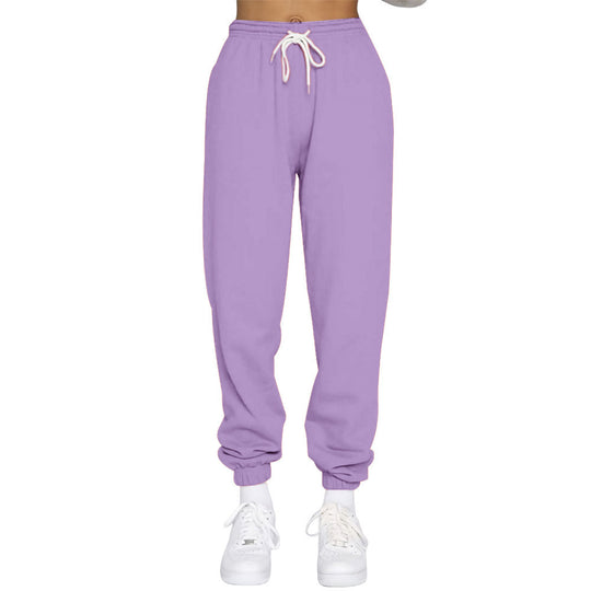 Damen nan High‑Waist Relax-Jogginghose mit elastischem Komfortbund, Kordelzug und gerippten Knöchelbündchen EB