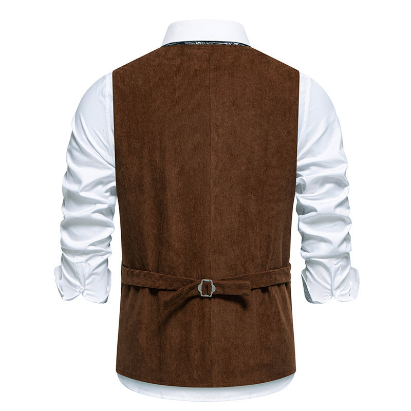 Herren elegante Weste mit floralem Design und praktischen Taschen EB
