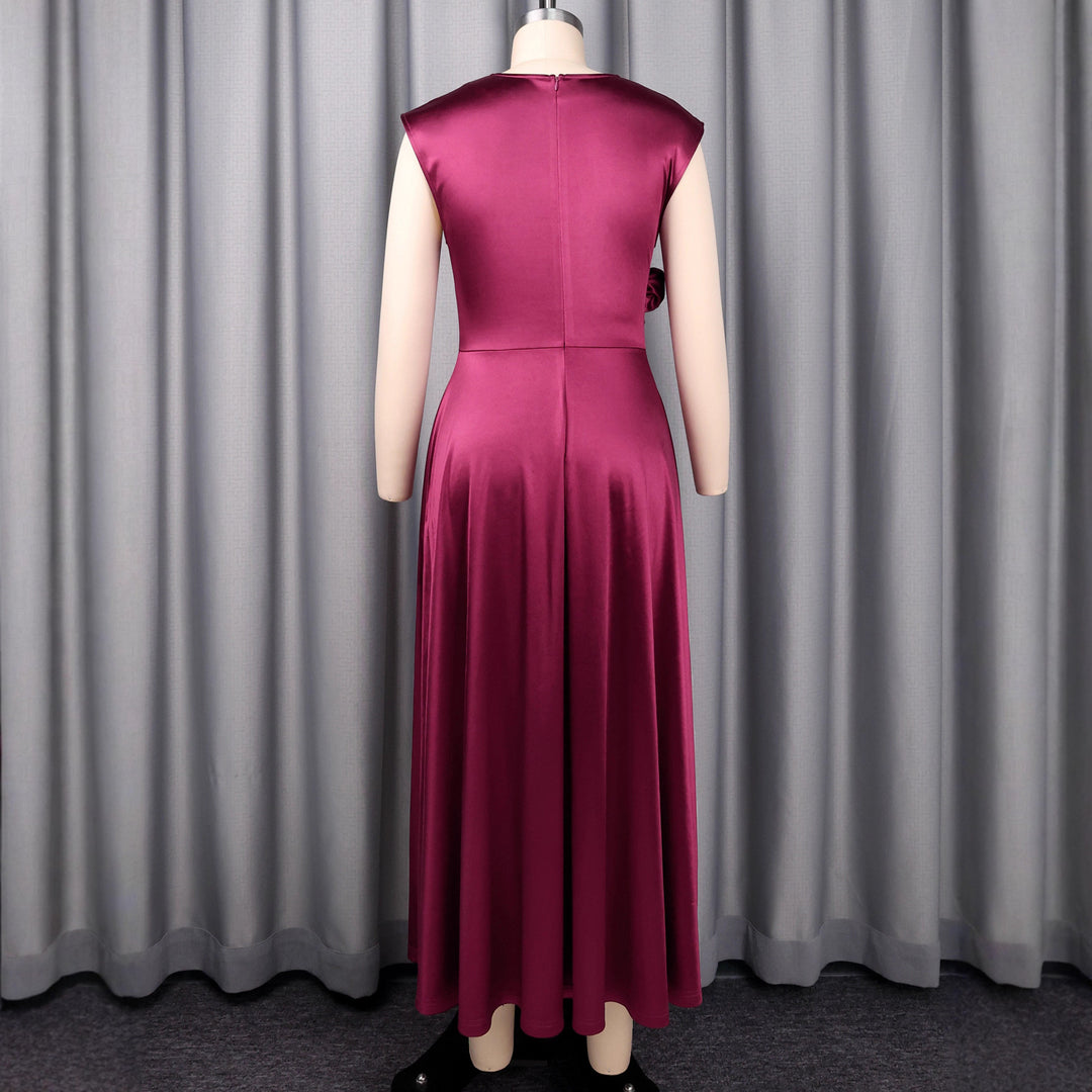 Damen elegantes Maxikleid mit herzförmigem Ausschnitt und seitlichem Schlitz EB