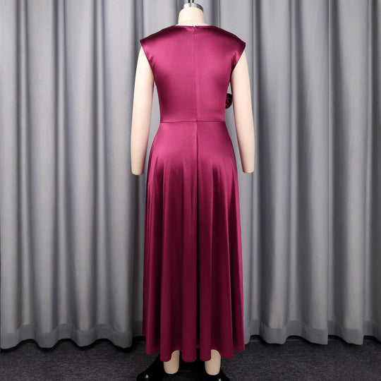 Damen elegantes Maxikleid mit herzförmigem Ausschnitt und seitlichem Schlitz EB