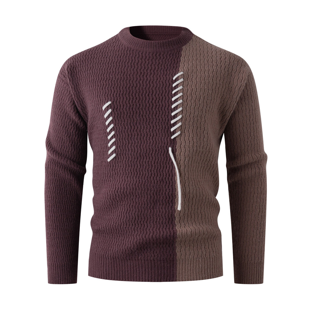 Herren Strickpullover mit modernem Zopfmuster und kontrastierenden Details EB