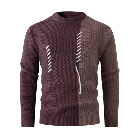 Herren Strickpullover mit modernem Zopfmuster und kontrastierenden Details EB