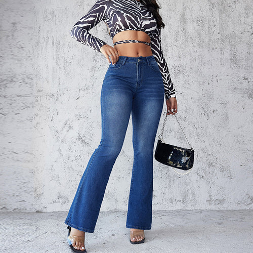 Damen Flared Jeans mit hohem Bund und vintage Charakter EB