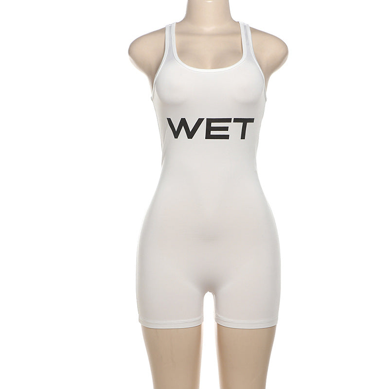 Damen Sportlicher Einteiler mit Racerback und auffälligem Logo EB