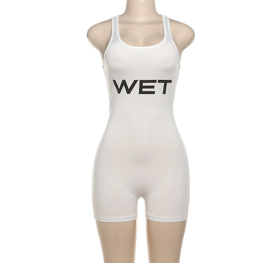 Damen Sportlicher Einteiler mit Racerback und auffälligem Logo EB
