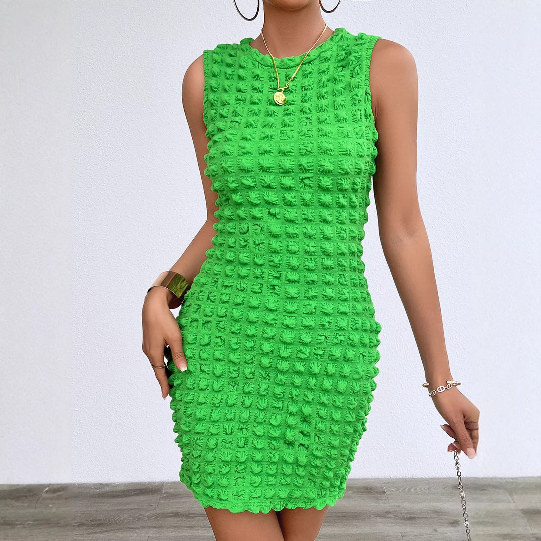 Damen kurzes figurbetontes Kleid mit strukturiertem Material EB