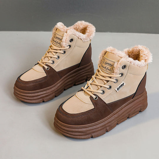 Damen Winter Sneaker mit flauschigem Innenfutter und modischer Plateau-Sohle EB