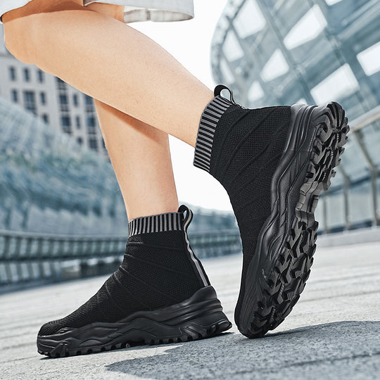 Damen Stricksneaker mit rutschfestem Profil und elastischem Kragen EB