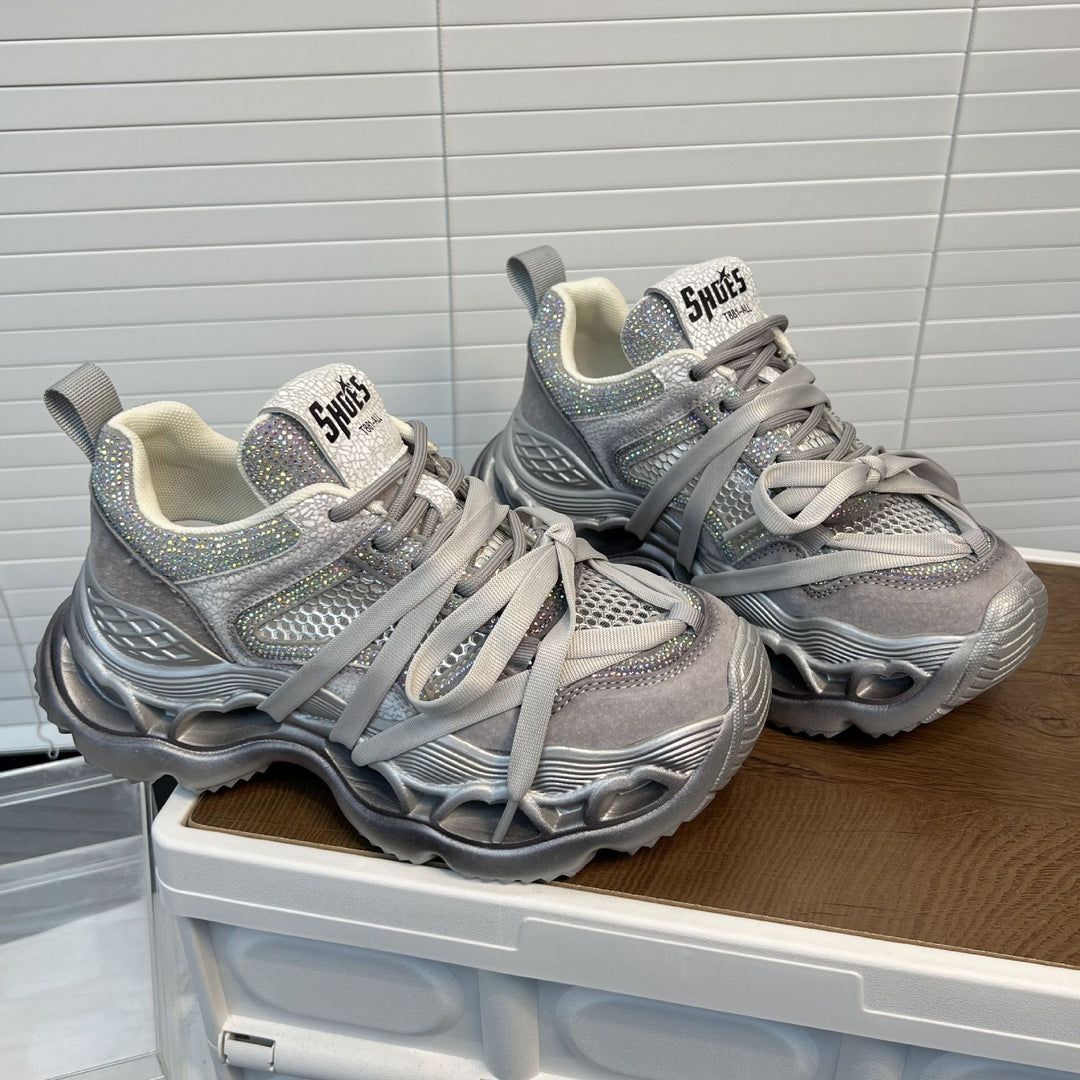 Damen Sportliche Chunky Sneakers mit funkelnden Applikationen und innovativem Dämpfungssystem EB