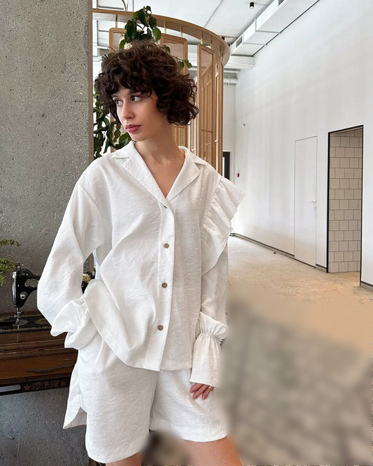 Damen Loungewear Set mit eleganten Rüschendetails EB