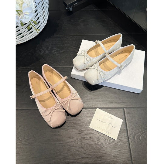 Damen Ballerinas mit elegantem Riemendesign und dekorativem Schleifenakzent EB