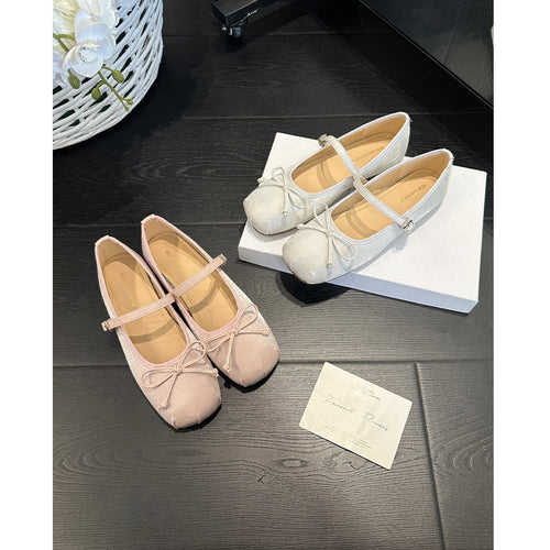 Damen Ballerinas mit elegantem Riemendesign und dekorativem Schleifenakzent EB
