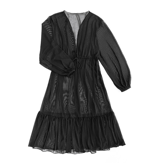 Damen Sommerliches Strandkleid mit lässigem Schnitt und elastischem Taillenband EB