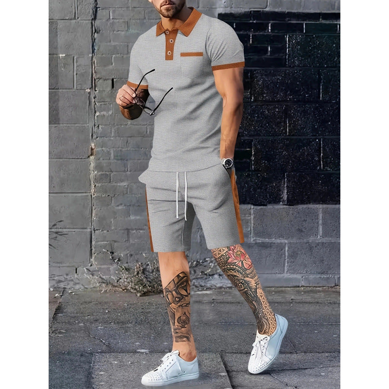 Herren Poloshirt und Shorts Set mit stylischem Kontrastdesign EB