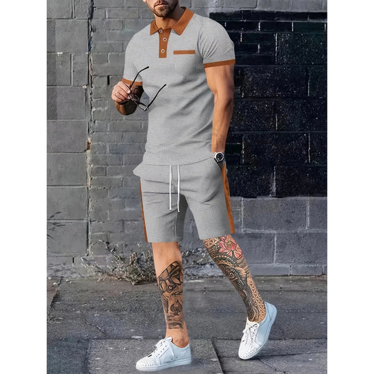 Herren Poloshirt und Shorts Set mit stylischem Kontrastdesign EB