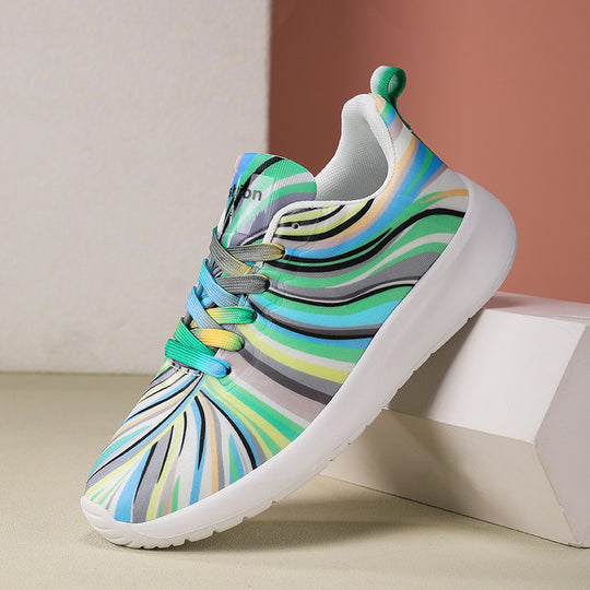 Damen Sportliche Sneakers mit buntem Wellenmuster EB