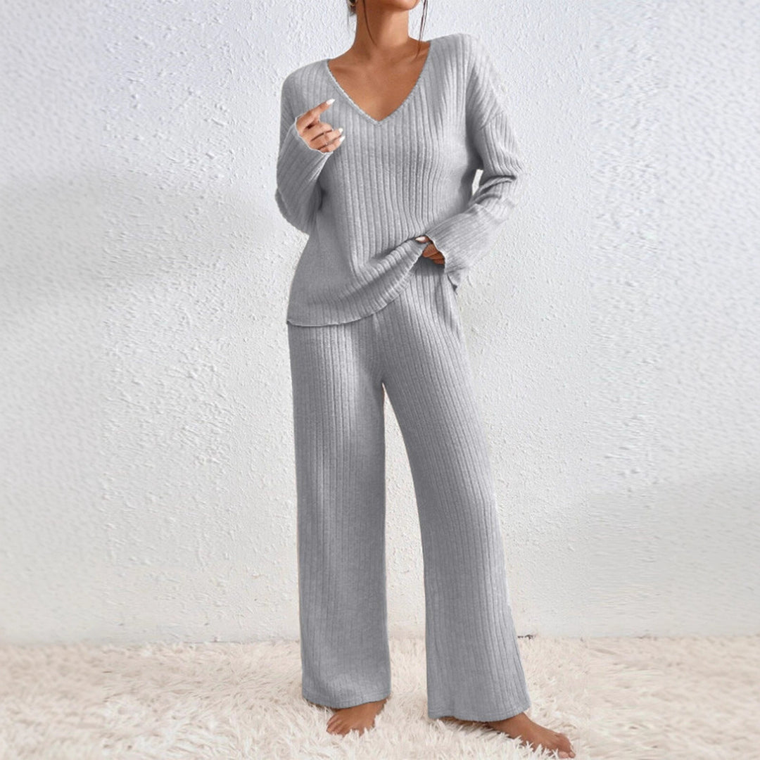 Damen Lässiges Strick-Loungewear-Set EB