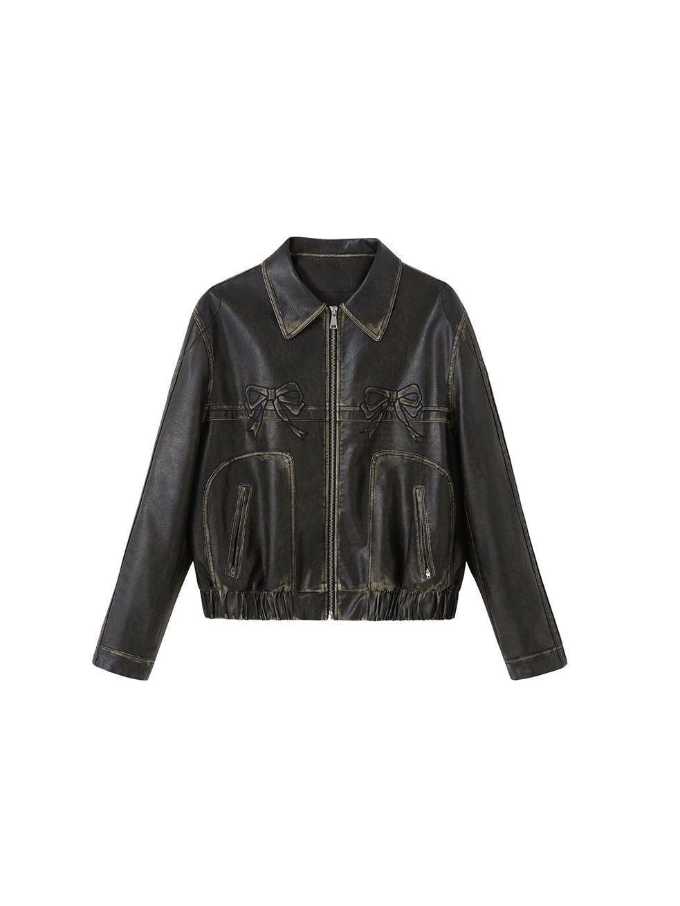 EB | Bowknot Zip Up Lederjacke
