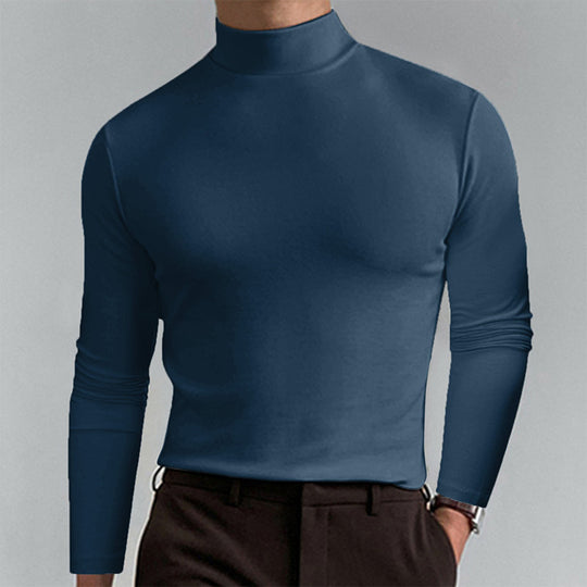 Herren Elegantes Langarm-T-Shirt mit hohem Kragen EB