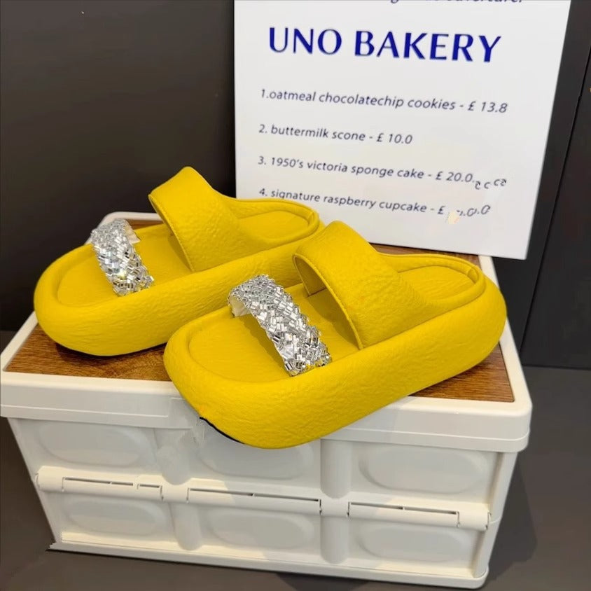 Damen modische Clogs mit eleganter Glitzerapplikation und bequemer Sohle EB