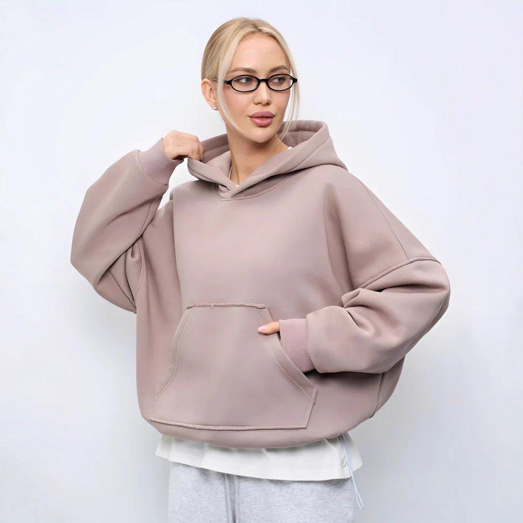 Damen lässiger Oversize-Hoodie mit Kängurutasche und weichem Innenfutter EB