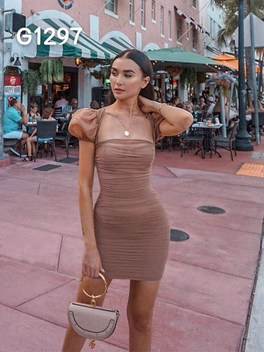 Damen Elegante Corsage-Bluse mit transparenten Ärmeln EB