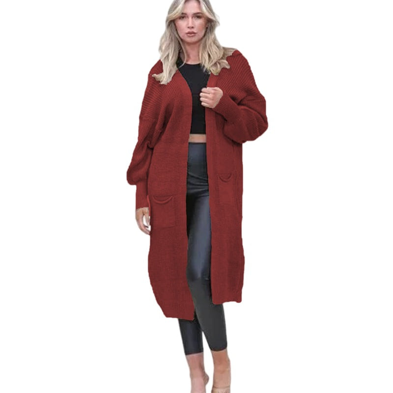 Damen Langarm-Strickcardigan mit edlem Strukturdesign und praktischen Taschen EB