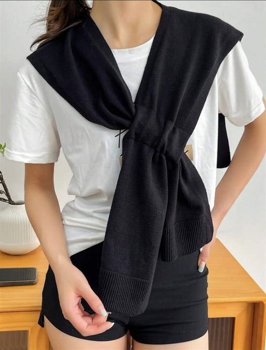 Damen modische Strickschal mit knoten Detail EB