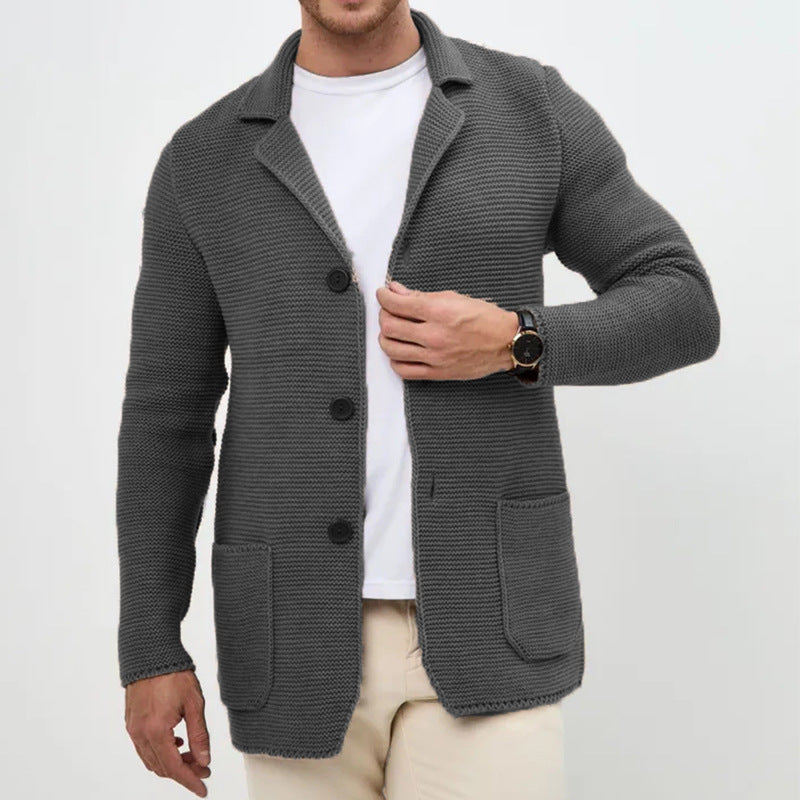 Herren Strickjacke mit warmem Schalkragen und praktischen Taschen EB