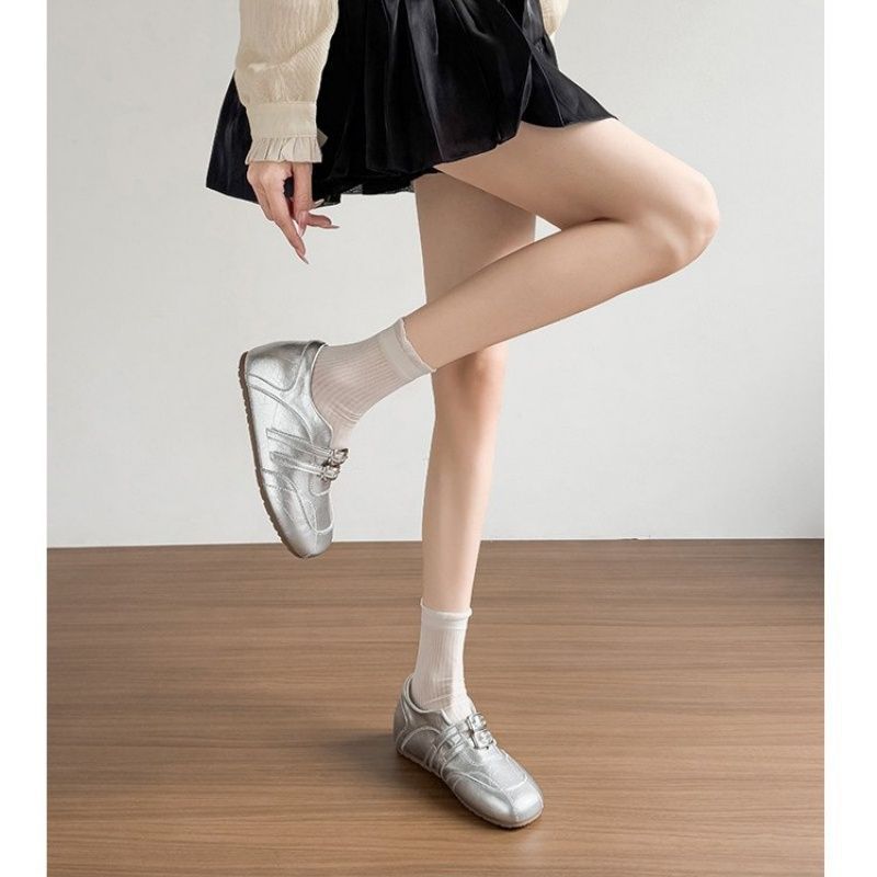 Damen modische Ballerinas mit floralem Design und glänzender Oberfläche EB